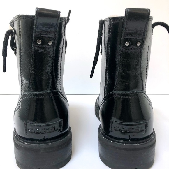 Women’s Sorel Lennox Cozy Sherpa Lace Black Patent Leather Chunky Boots US 7 - Picture 7 of 12